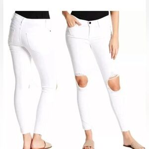 FRAME Women's Skinny Jeans Size 31 White Ripped Knees